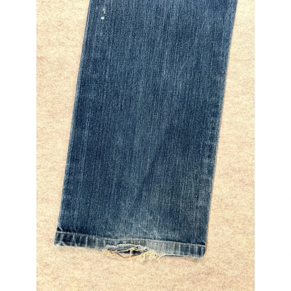 Levis 501 Original Straight Jeans Men 36x34 Blue Whiskering Denim Button Fly